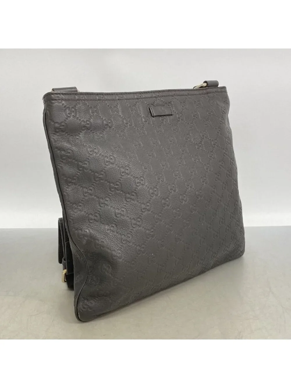 Gucci Shoulder Bag Guccissima Leather Dark Brown Champagne Gold